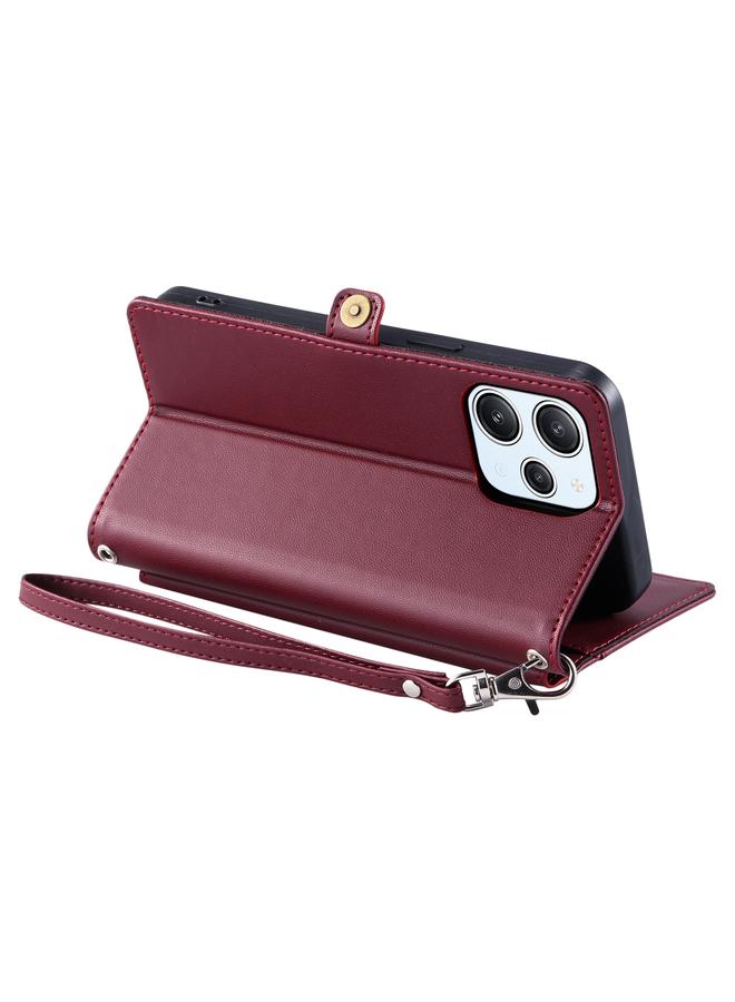 erorex Case For Redmi 12 5G / 12 4G Wallet Multi-card Slot Leather Phone Case with Lanyard - Image 5