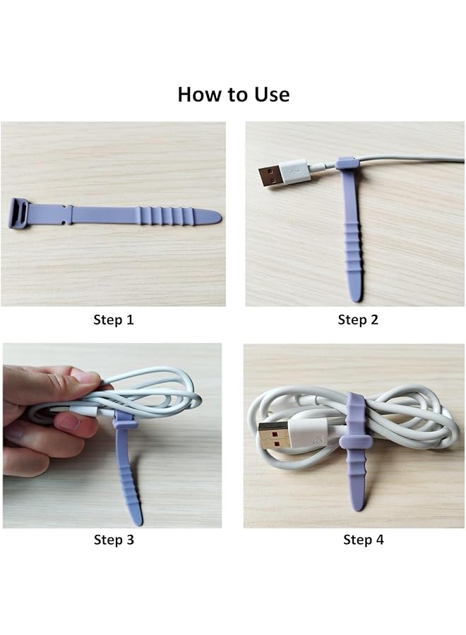 erorex 20Pcs Silicone Zip Ties 4.5” Cord Ties Reusable Zip Ties Elastic Cable Organizer For Home Office Table Desk Rubber Cable Ties Straps For Wire Management Multicolor - Image 3