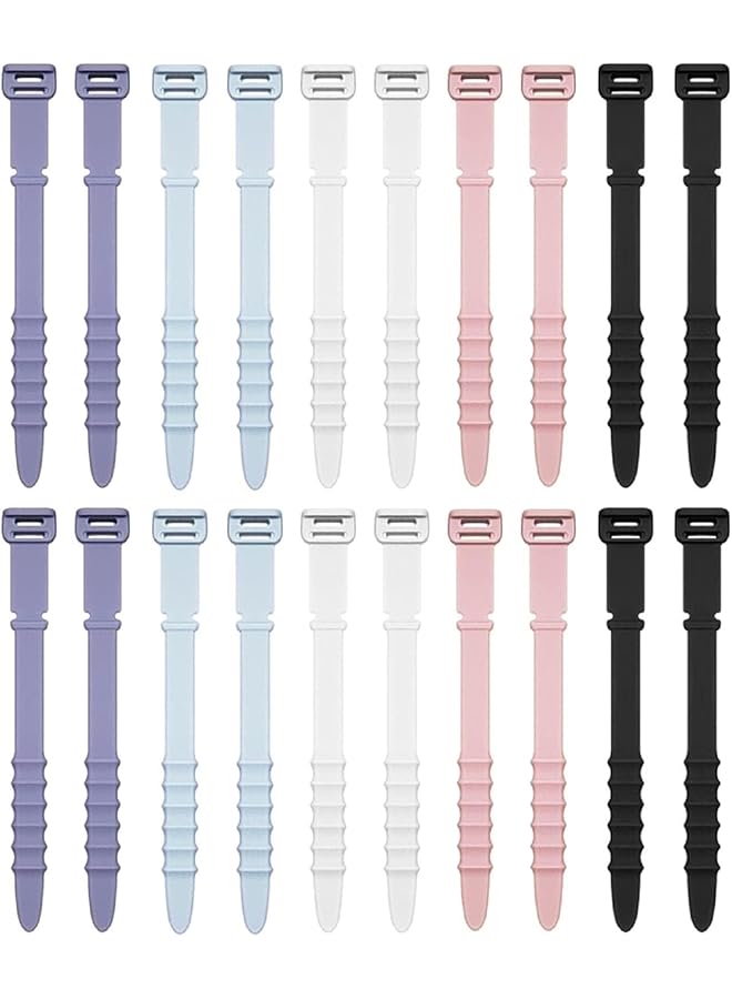 erorex 20Pcs Silicone Zip Ties 4.5” Cord Ties Reusable Zip Ties Elastic Cable Organizer For Home Office Table Desk Rubber Cable Ties Straps For Wire Management Multicolor - Image 2