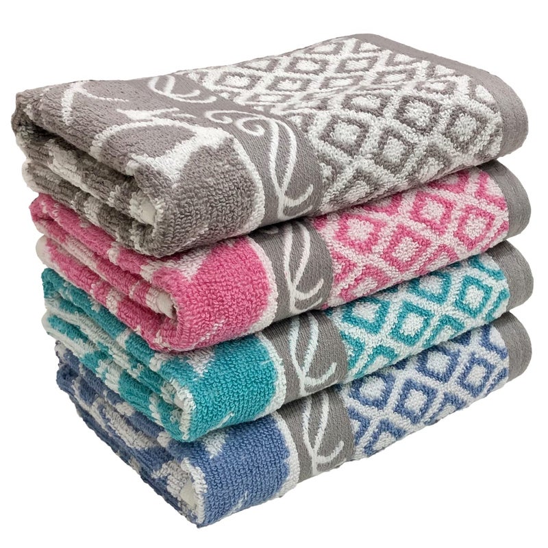STAMIO مجموعة من 4 مناشف يد قطنية STAMIO بوزن 490 GSM، 40 × 60 سم للرجال، النساء، الاستخدام المنزلي، الصالة الرياضية، حوض الغسيل. رياضة، تمرين | ناعمة، ماصة، سريعة الجفاف، بحجم كبير | متعددة الألوان - Image 1