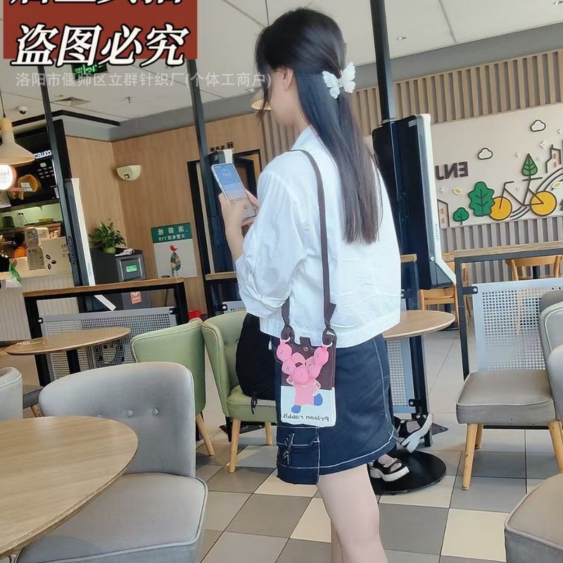 Girly New Dopamine Knitted Mobile Phone Bag Niche Change Cartoon Cute Portable Student Bag Couple Bag - Image 3