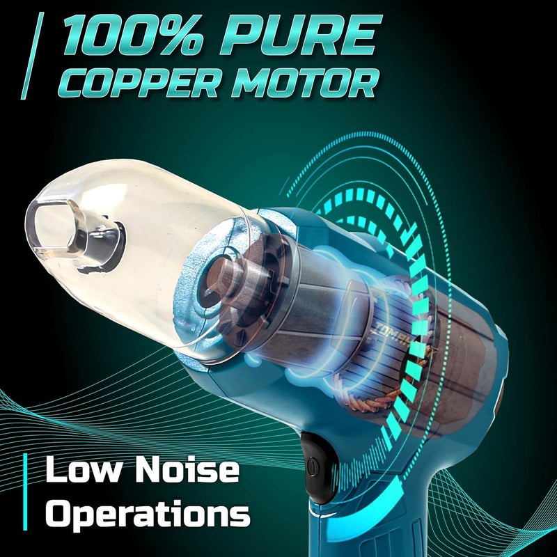 Tomahawk ® VAB-640 مكنسة كهربائية لاسلكية للسيارة والتنظيف الرطب بقوة شفط 5000pa | كابل طاقة بطول 4.5 متر - إمداد 12 فولت DC | قدرة 120 واط | سعة وعاء الغبار 100 مل - Image 3