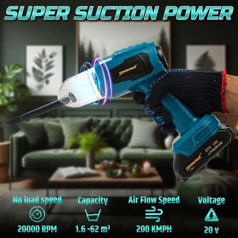 Tomahawk ® VAB-640 مكنسة كهربائية لاسلكية للسيارة والتنظيف الرطب بقوة شفط 5000pa | كابل طاقة بطول 4.5 متر - إمداد 12 فولت DC | قدرة 120 واط | سعة وعاء الغبار 100 مل - Image 2