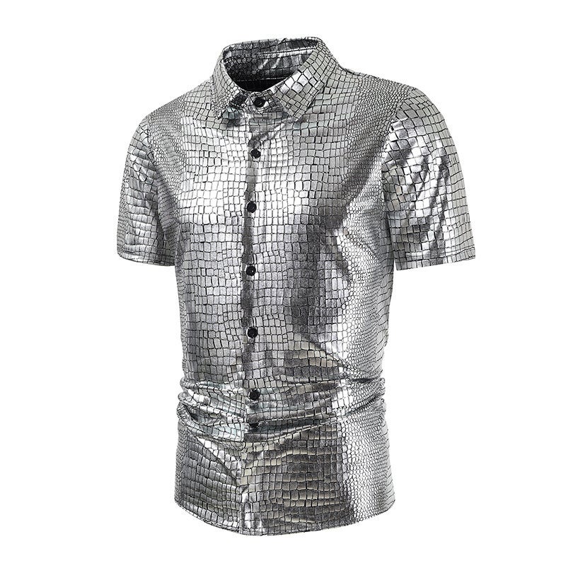 2025 Men'S Party Stage Glossy Short Sleeve Round Neck T-Shirt Colorful T-Shirt - Image 5