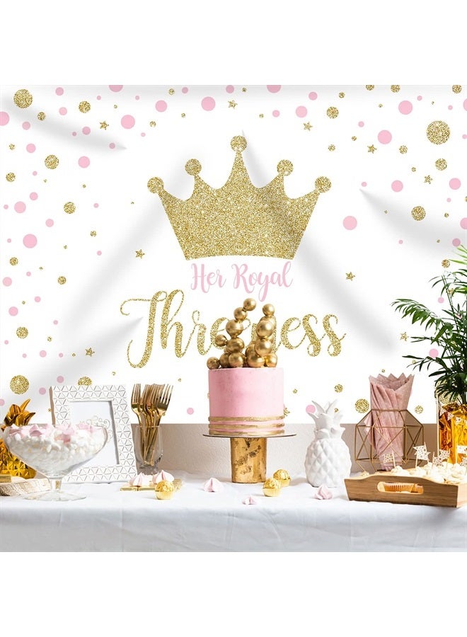 Rsuuinu Princess Gold Crown Backdrop 3rd Birthday Girl Pink Golden Dots Here Royal Threeness Photography Background Girls Kids Birthday Party Decorations Cake Table Banner Photo Booth Props 7x5ft - Image 4