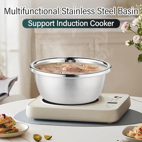 POPGRADE 304 Stainless Steel Colander 5QT Microporous Colander & Large Bowl for Kitchen,Rice Strainer with Salad Mixing Bowl for Pasta Straining,Fruit Washing,Vegetable Draining,Food Mixing(2PCs) - Image 5