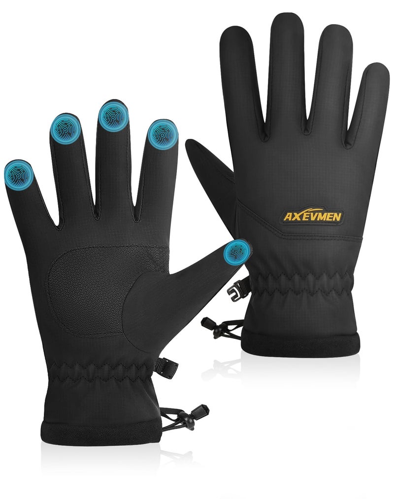AXEVMEN Winter Waterproof Gloves (Black, Medium) - Image 1