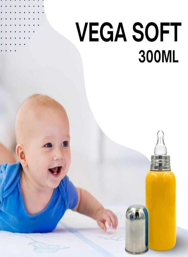 VOIK Vega Stainless Steel Baby Feeding Bottle | 300ml | BPA-Free | Anti-Colic | Leak-Proof | Lightweight & Durable | Safe for Newborns | (Yellow) - Image 3