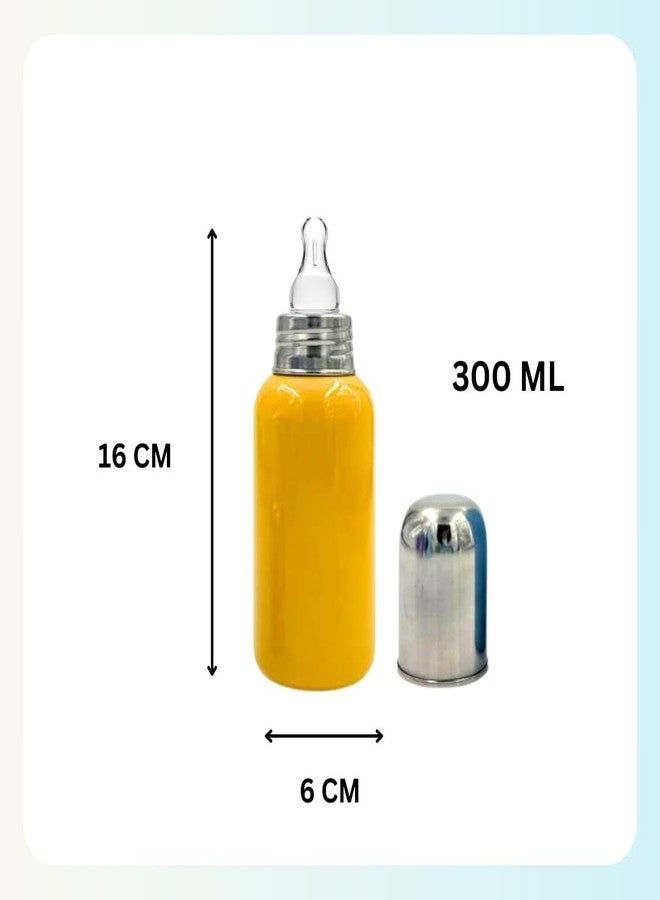 VOIK Vega Stainless Steel Baby Feeding Bottle | 300ml | BPA-Free | Anti-Colic | Leak-Proof | Lightweight & Durable | Safe for Newborns | (Yellow) - Image 5