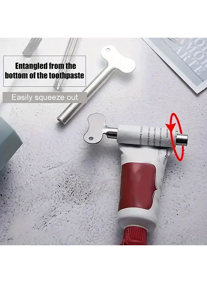 Stainless Steel Manual Toothpaste Dispenser 1pc With Lever One Touch Portable Travel - Image 1