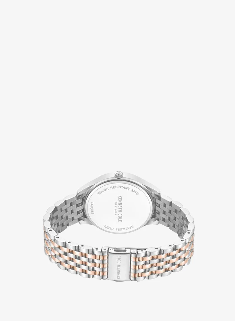 Kenneth Cole New York Silver/Rose Gold Chelsea Women's 36mm Quartz Watch with Rose Gold Dial & Two-tone Stainless Steel Bracelet for Women | Best Price UAE