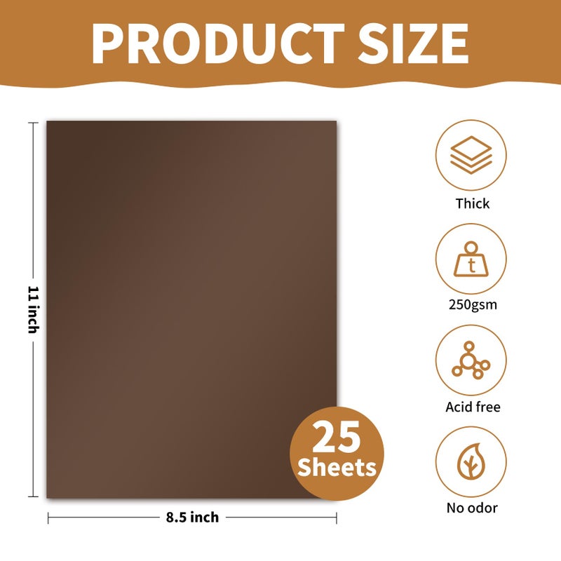 KICPEG 25 Sheets Coffee Cardstock 8.5 x 11 Thick Paper Card Stock Letter 250gsm/92lb Heavyweight Scrapbook Paper for Certificates, Invitations, Greeting Cards, Crafts, Graduations - Image 2