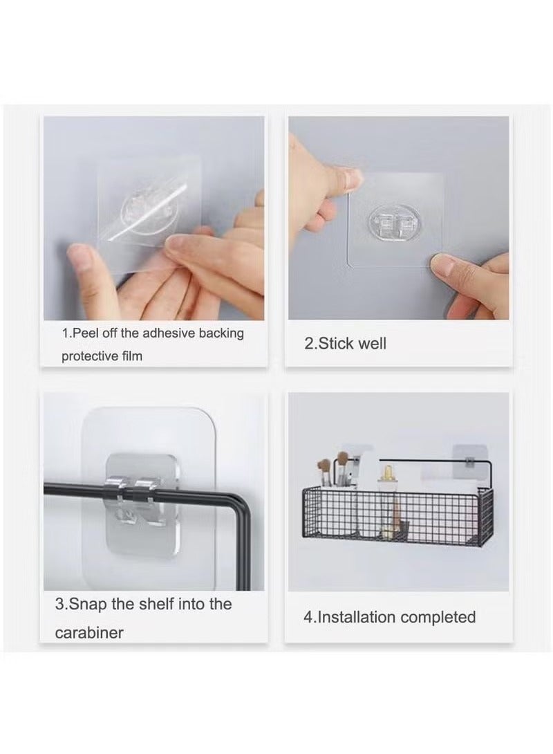 Beauenty 2 Pack Shower Caddy Shelf Organizer Rack, Bathroom Shelves Basket, Adhesive Black Bathroom Accessories, Save Space with Hooks, Toiletries Organization And No Drilling Shower Shelves (Black) - Image 4