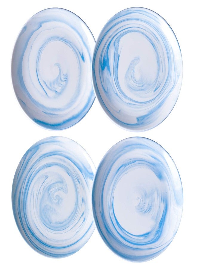 Yundu Blue Marbled 8 inch Ceramic Dessert/Appetizer Plates,Set of 4,Microwave Safe,Plates Set - Image 1