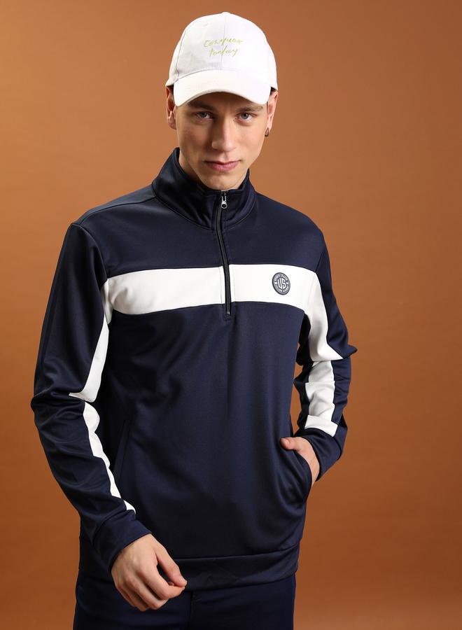 HIGHLANDER HIGHLANDER Color Blocked Mock Collar Regular Fit Sweatshirt  - Image 1