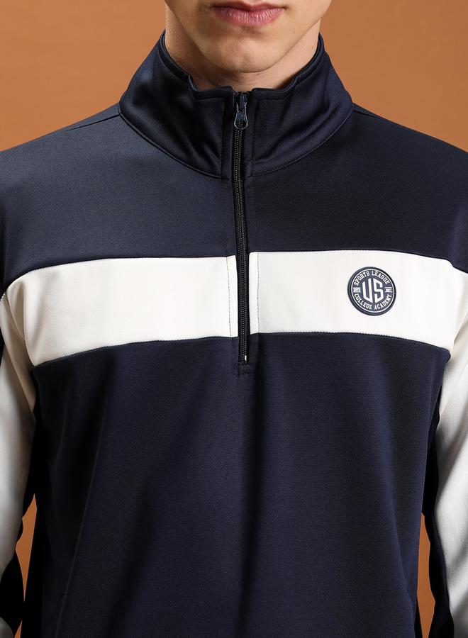 HIGHLANDER HIGHLANDER Color Blocked Mock Collar Regular Fit Sweatshirt  - Image 2