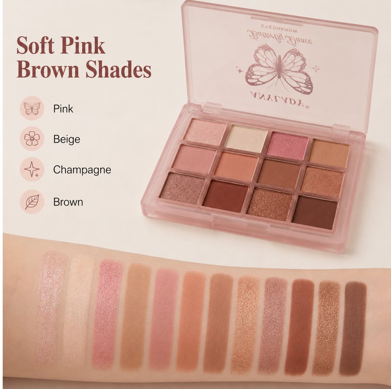 Me Now 12 Colors Nude Eyeshadow Palette Matte Shimmer Brown Eye Shadow  Kit 02 - Image 3