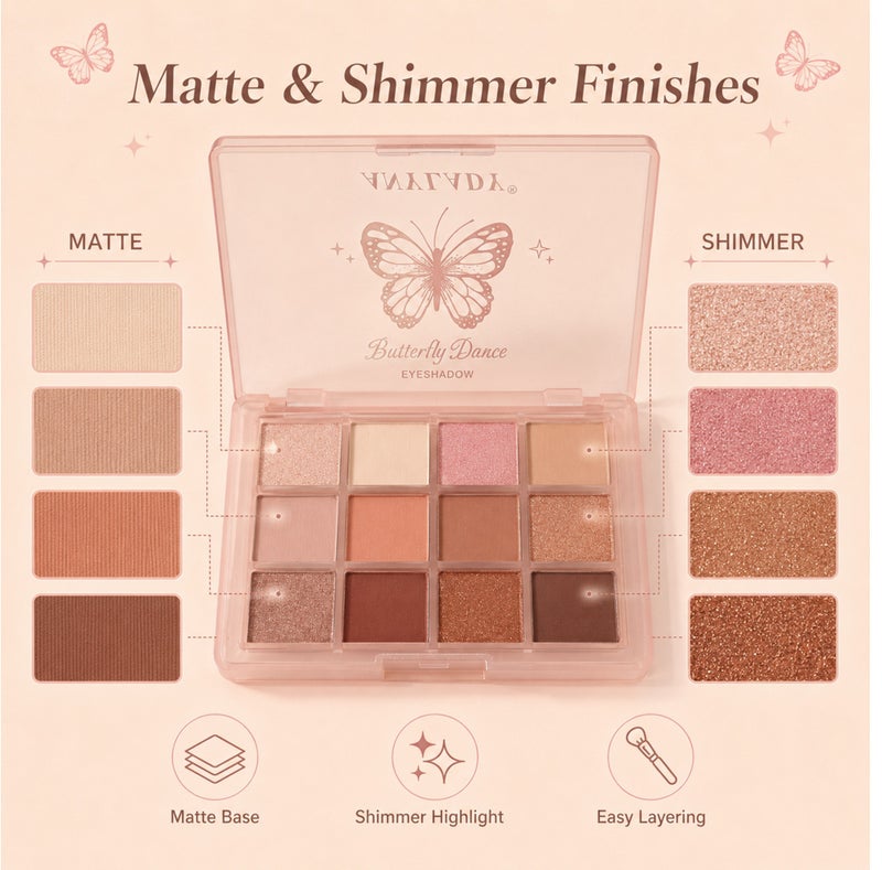 Me Now 12 Colors Nude Eyeshadow Palette Matte Shimmer Brown Eye Shadow  Kit 02 - Image 4