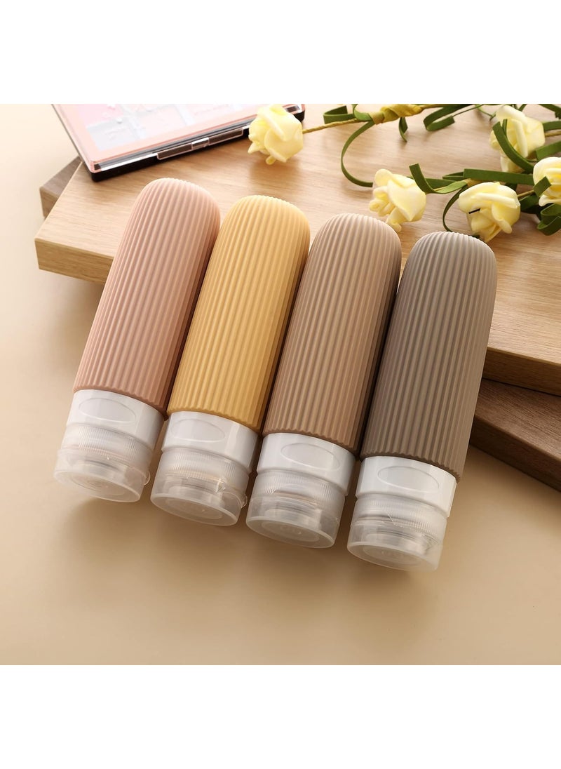 CLICKSY CLICKSY Silicone Travel Bottles For Toiletries Pack 4 Shampoo Bottle Set Toiletry Bottles Containers Small Leakproof Mini Essentials 90ml Multicolour  - Image 5