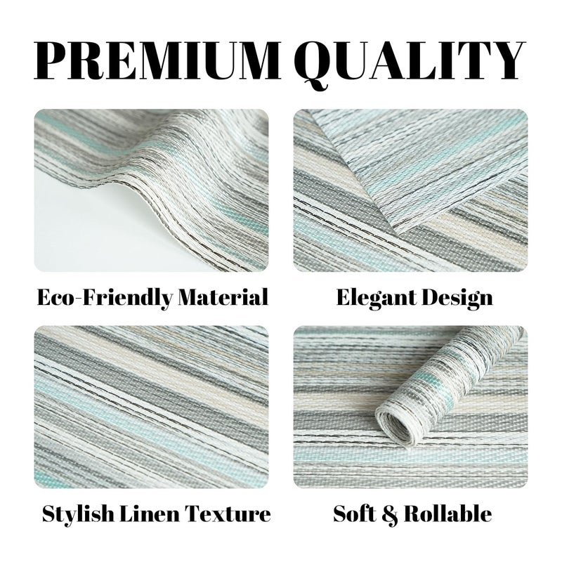SUMYMERY Placemats Set of 4 Vinyl/Plastic Woven Place Mats for Kitchen Table Indoor/Outdoor Washable Placemat Wipeable Dining Table Mats (Turquoise,4) - Image 2