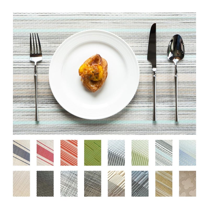 SUMYMERY Placemats Set of 4 Vinyl/Plastic Woven Place Mats for Kitchen Table Indoor/Outdoor Washable Placemat Wipeable Dining Table Mats (Turquoise,4) - Image 1