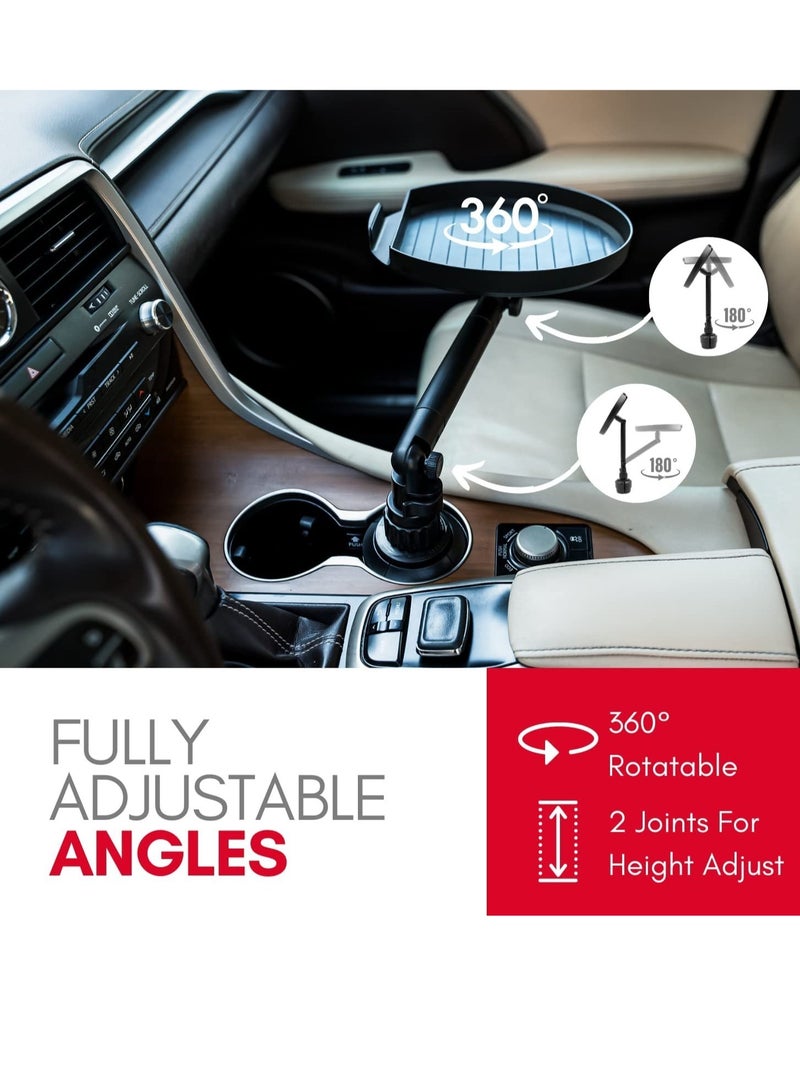Cup Holder Tray for Car - Adjustable Car Tray Table - Perfect Car Food Tray for Eating with Phone Slot and Swivel Arm - Car Organizer - Road Trip Essential Car Travel Accessories Gadgets - Image 4
