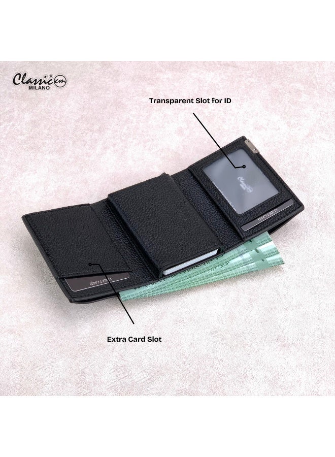 كلاسيك ميلانو محفظة كلاسيك ميلانو بحماية RFID للرجال والنساء - حامل بطاقات أوتوماتيكي بتصميم بوب أب - محفظة بطاقات آمنة ومدمجة للرجال - محفظة أنيقة للرجال والنساء  - Image 4