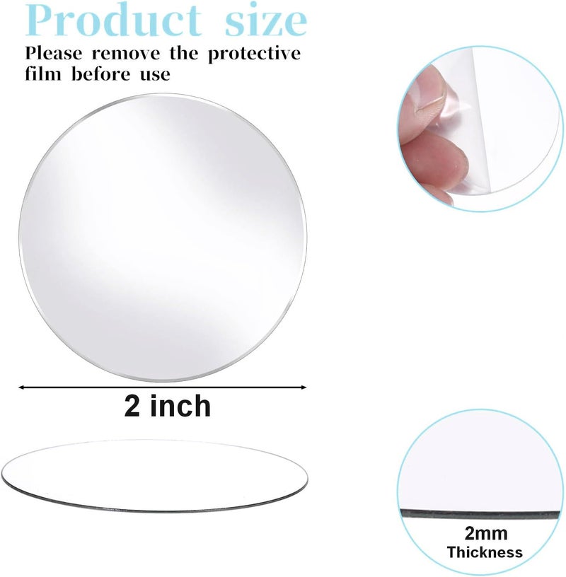 NEILL® Acrylic Mirror 2 inches Round, 2mm Thickness, Pack of 20 Pcs for Crafts Adhesive Round Bulk Mirror Circles Craft Acrylic Tiles for DIY Projects, Wall, Table & Art Decor Essentials - Image 2