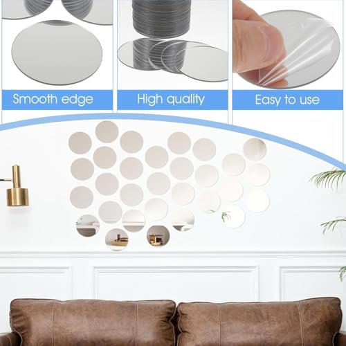 NEILL® Acrylic Mirror 2 inches Round, 2mm Thickness, Pack of 20 Pcs for Crafts Adhesive Round Bulk Mirror Circles Craft Acrylic Tiles for DIY Projects, Wall, Table & Art Decor Essentials - Image 5