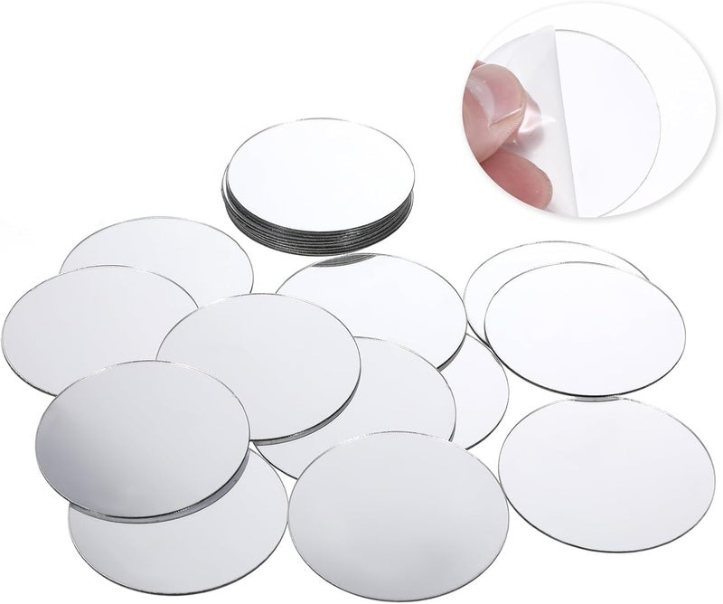 NEILL® Acrylic Mirror 2 inches Round, 2mm Thickness, Pack of 20 Pcs for Crafts Adhesive Round Bulk Mirror Circles Craft Acrylic Tiles for DIY Projects, Wall, Table & Art Decor Essentials - Image 1