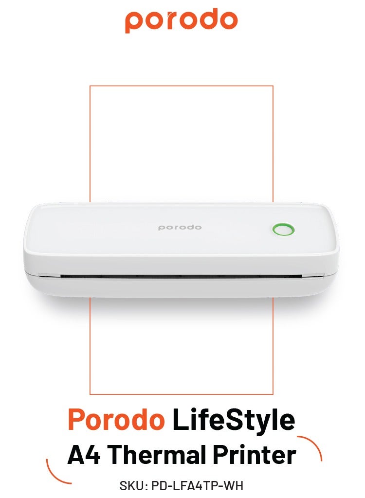 porodo Smart Portable Thermal Printer Porodo Lifestyle - White - Image 2