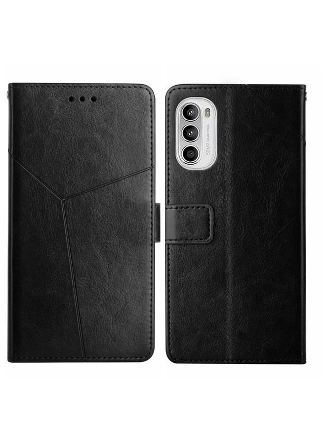 اس-توب جراب لهاتف Motorola Moto G71S مصنوع من الجلد بتصميم أفقي مع خياطة Y - Image 1