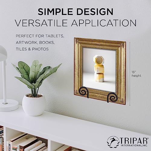 TRIPAR Decorative Scroll Rack, Large Black Display (4.5 Inch Depth) - Functions as Wall Rack or Tabletop Easel - Lightweight and Durable - Showcase Beautiful Plates, China, Artwork and More - Image 2