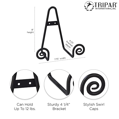 TRIPAR Decorative Scroll Rack, Large Black Display (4.5 Inch Depth) - Functions as Wall Rack or Tabletop Easel - Lightweight and Durable - Showcase Beautiful Plates, China, Artwork and More - Image 3