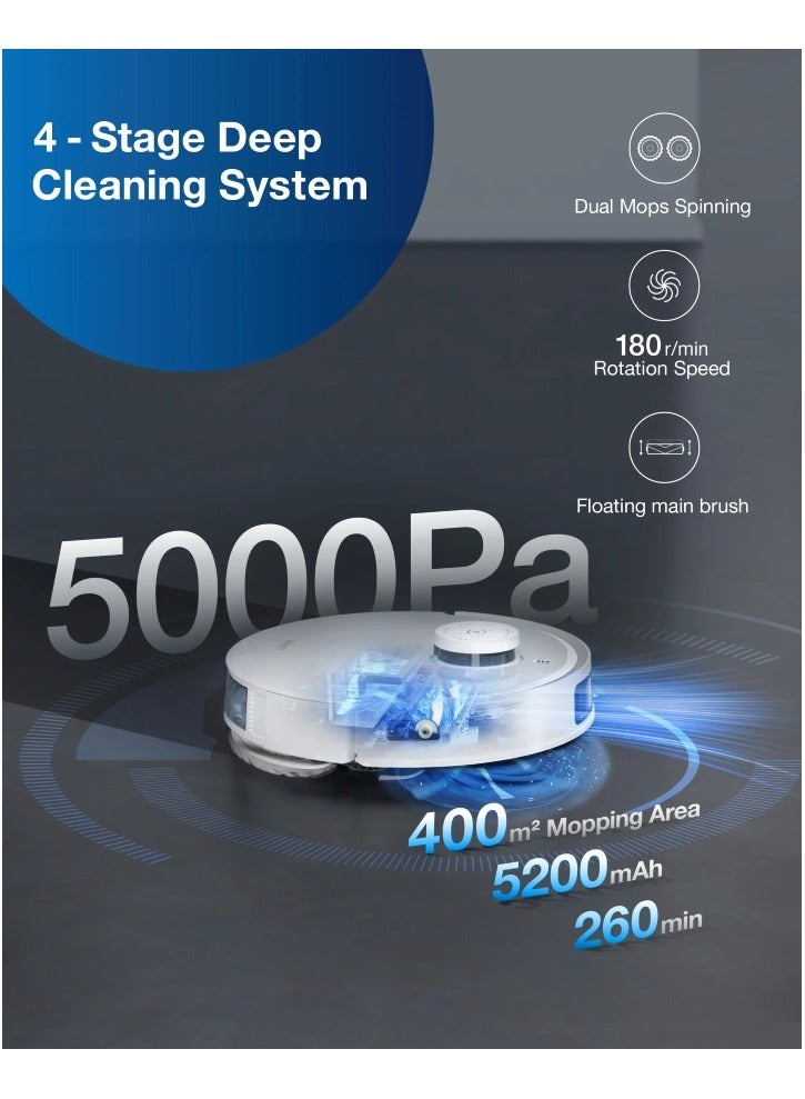 إيكوفاكس مكنسة روبوت ECOVACS DEEBOT X1e OMNI البيضاء - Image 5