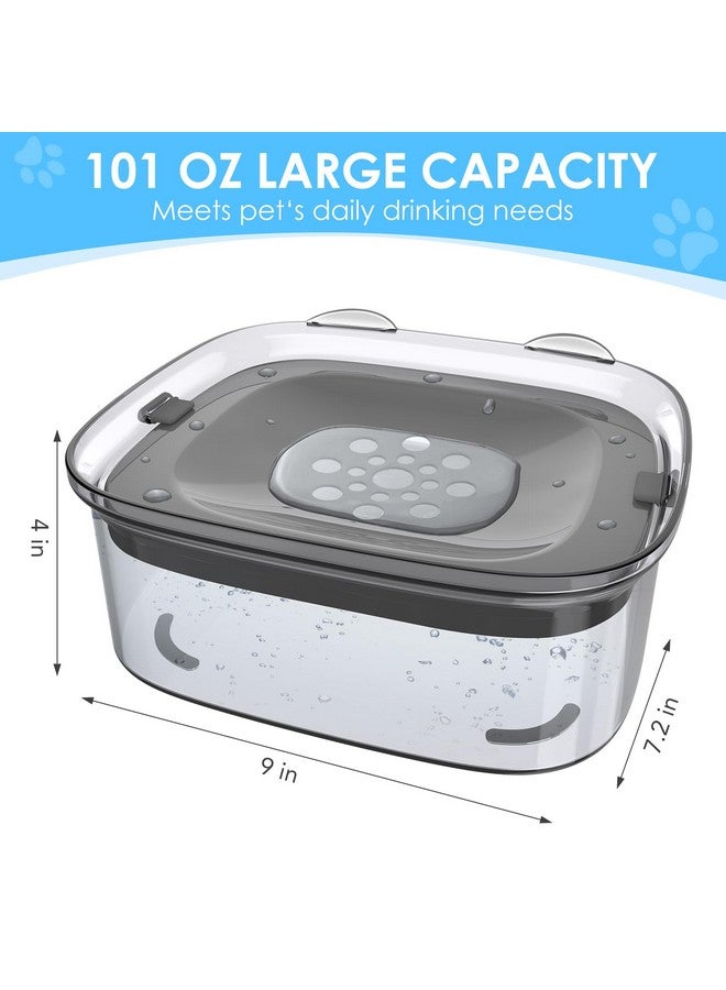 AONKEY 3L Dog Water Bowl No Spill, 101oz Large Spill Proof Dog Bowl Reduce Refill, Anti Splash No Mess Dispenser Dripless Slow Drinking Water Bowl for Sloppy Messy Drinkers (Gray) - Image 5