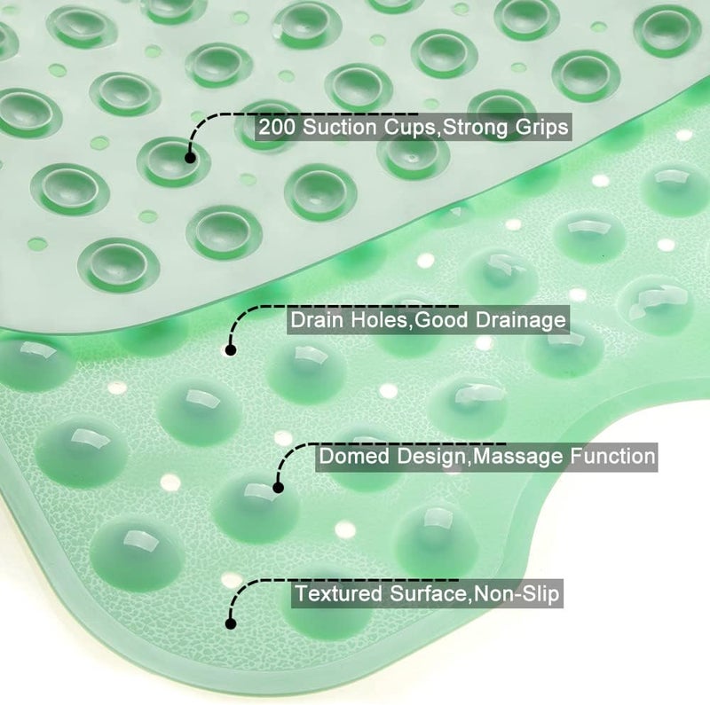 Linoows Bathtub and Shower Mats, Extra Long Non-Slip Bath Tub Mat 39 x 16 Inch, Machine Washable Bathmat with Suction Cups & Drain Holes for Bathroom Floor, Pale Green - Image 3