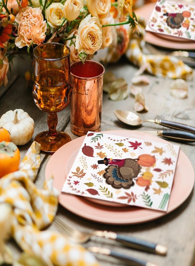 WRAPAHOLIC 50 قطعة من مناديل عيد الشكر التركية - مناديل غداء ورقية قابلة للتصرف 3 طبقات لعيد الشكر، مستلزمات حفلات الخريف - 6.5 × 6.5 إنش - Image 5