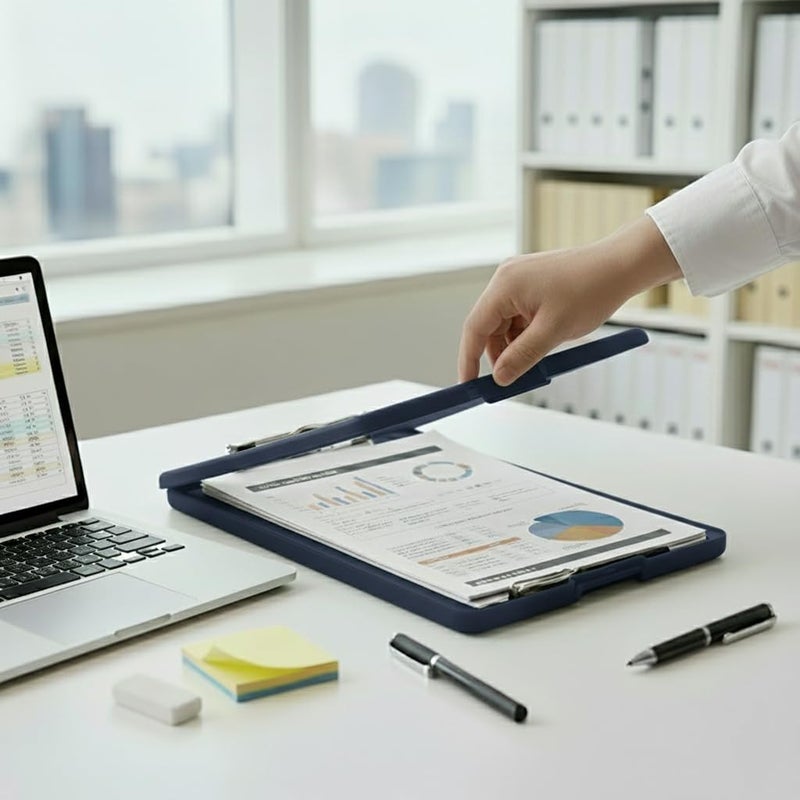 oddpod ™ Praise A4 Clip Pad/Clipboard with Storage Case for Paper and Document Storage 83002 (Dark Blue) - Image 2