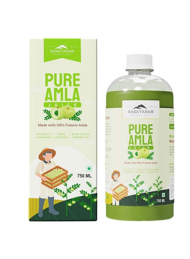 Rasayanam Pure Amla Juice - 750 ml | Healthy Hair & Skin | Immunity Booster | Vitamin C | Natural & 100% Pure | Made with Cold Pressed Francis Amla - Image 1