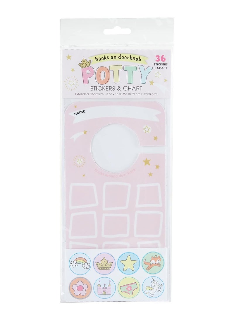 C.R. Gibson Btdk-24937 Super Princess Stickers And Hanging Door Knob Reward Chart Potty Training Tool For Girls, 3.5" W X 15.4" H, Multicolor, 36 Stickers  - Image 1