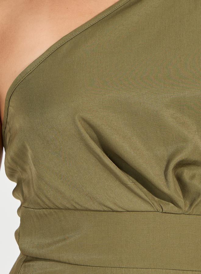Take Two Asymmetric Olive Dress  - Image 3