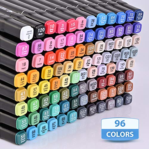 Dabo&Shobo 96 Color Alcohol Marker Pen, Bright Permanent Markers For Coloring, Markers For Adults Coloring Book, Wide Chisel And Fine Tip, Dual Tip Design Equipped with Black Suitcase - Image 5