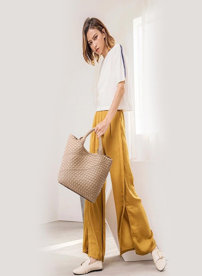 Queenoris Vegan Leather Purses for Women, Handmade Purses and Handbags Summer Beach Travel Tote Woven Shoulder Bag with Detachable Satchel Strap - Image 2