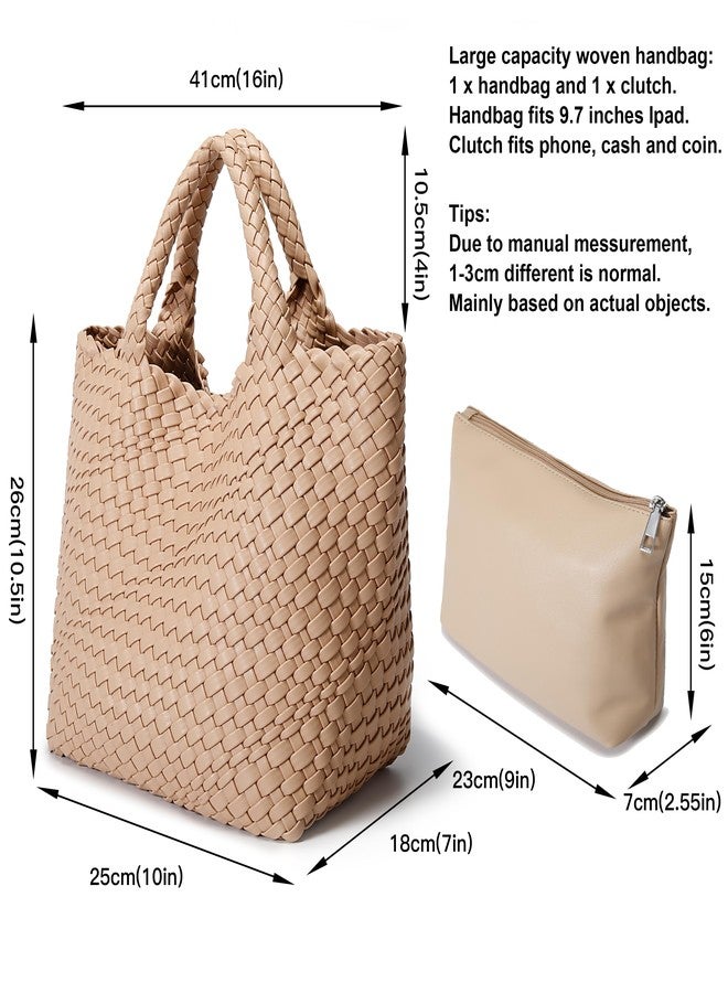 Queenoris Vegan Leather Purses for Women, Handmade Purses and Handbags Summer Beach Travel Tote Woven Shoulder Bag with Detachable Satchel Strap - Image 3