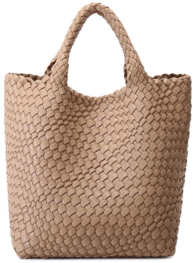 Queenoris Vegan Leather Purses for Women, Handmade Purses and Handbags Summer Beach Travel Tote Woven Shoulder Bag with Detachable Satchel Strap - Image 1