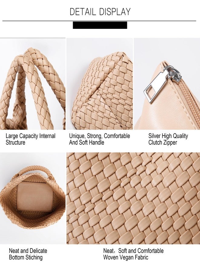 Queenoris Vegan Leather Purses for Women, Handmade Purses and Handbags Summer Beach Travel Tote Woven Shoulder Bag with Detachable Satchel Strap - Image 5