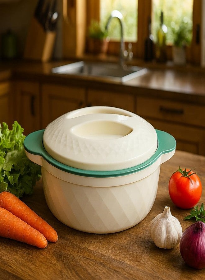 HelloKit Insulated Hot Pot Casserole, Double Wall Thermal Container with Stainless Steel Inner, Cream Green, 1500 ml Capacity for Kitchen and Dining - Image 3