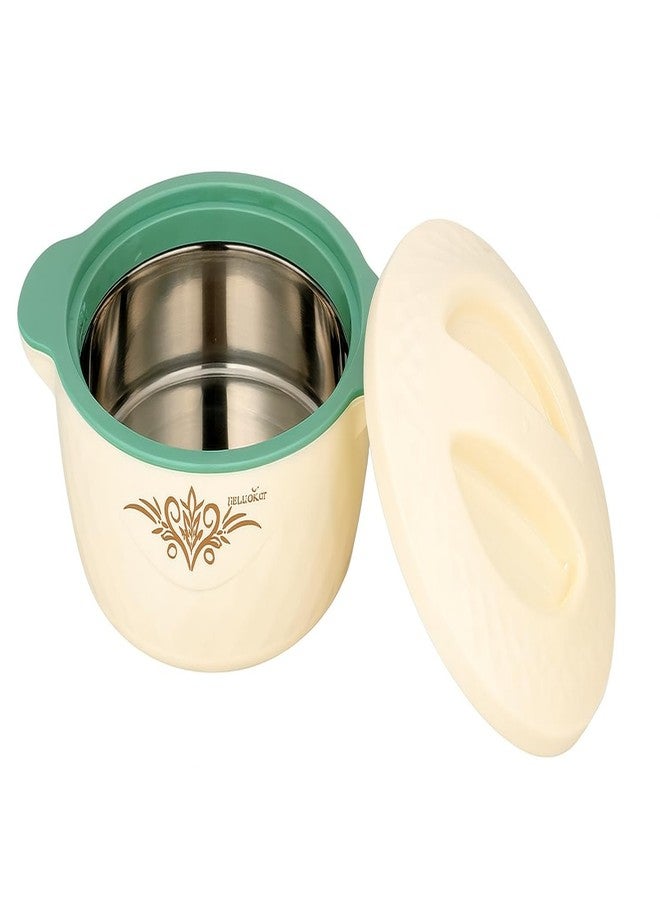 HelloKit Insulated Hot Pot Casserole, Double Wall Thermal Container with Stainless Steel Inner, Cream Green, 1500 ml Capacity for Kitchen and Dining - Image 2