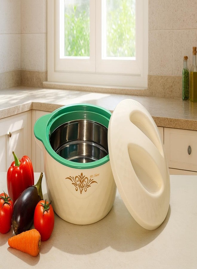 HelloKit Insulated Hot Pot Casserole, Double Wall Thermal Container with Stainless Steel Inner, Cream Green, 1500 ml Capacity for Kitchen and Dining - Image 4